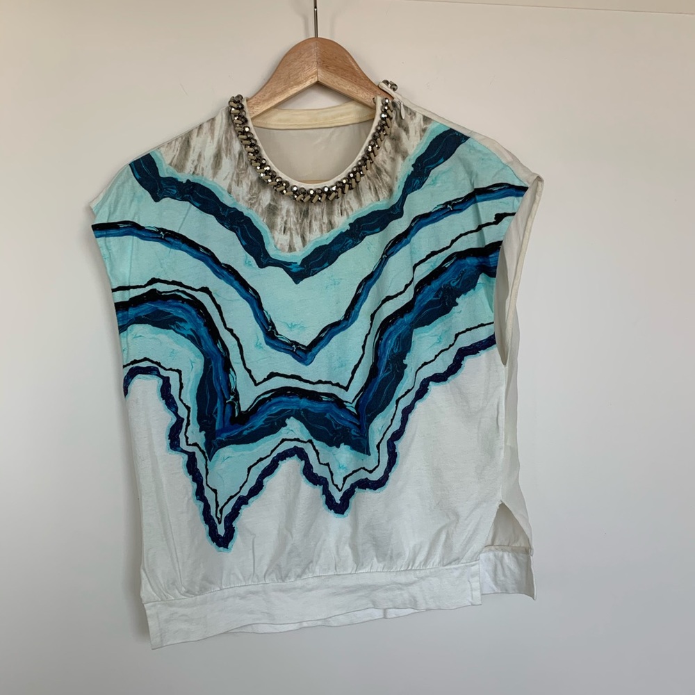 Blouse with embroidered stones